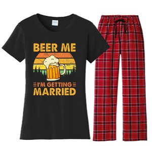 Beer Me Im Getting Married Men Funny Groom Bachelor Party Women's Flannel Pajama Set