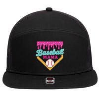 Baseball Mama Ice Cream Drip 7 Panel Mesh Trucker Snapback Hat