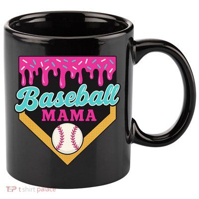 Baseball Mama Ice Cream Drip 11oz C Handle Ceramic Mug