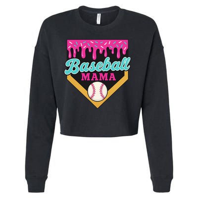 Baseball Mama Ice Cream Drip Cropped Pullover Crew