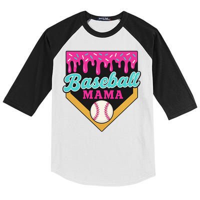 Baseball Mama Ice Cream Drip Kids Colorblock Raglan Jersey