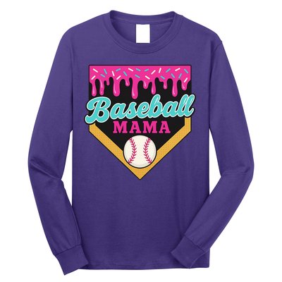 Baseball Mama Ice Cream Drip Long Sleeve Shirt