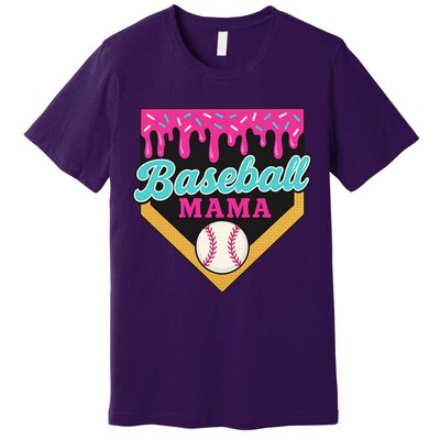 Baseball Mama Ice Cream Drip Premium T-Shirt
