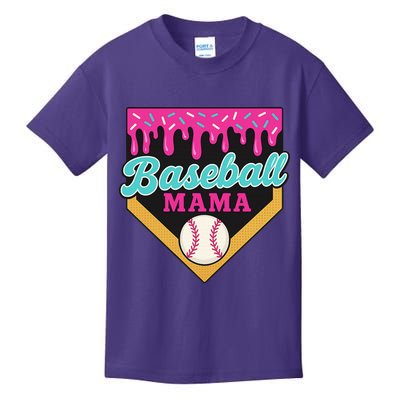 Baseball Mama Ice Cream Drip Kids T-Shirt
