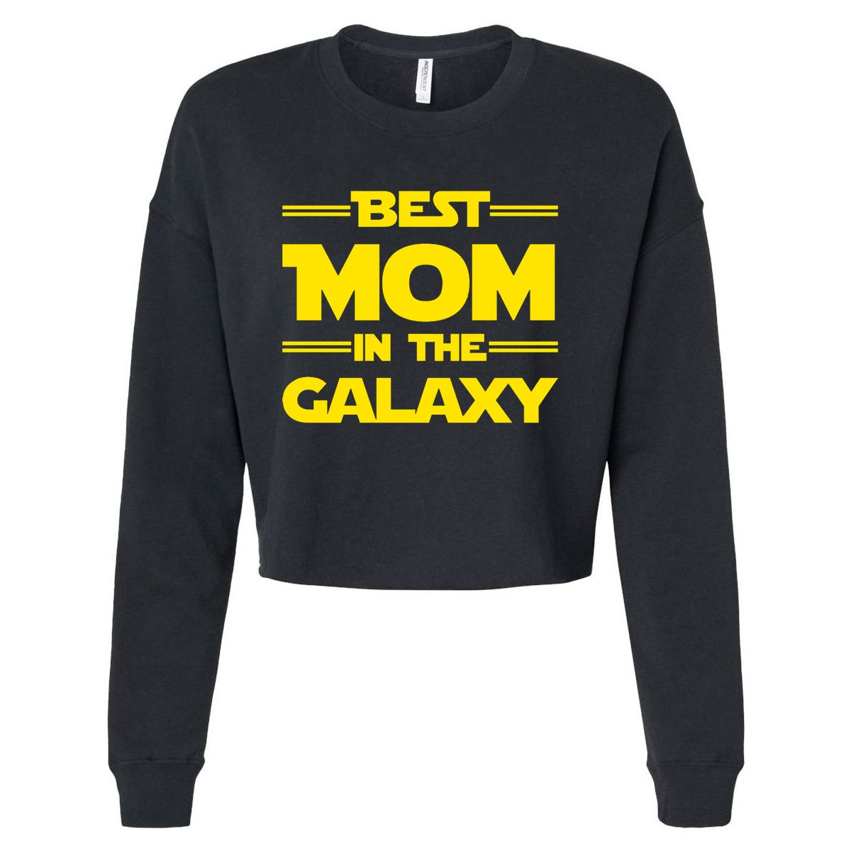 Best Mom In The Galaxy Cropped Pullover Crew