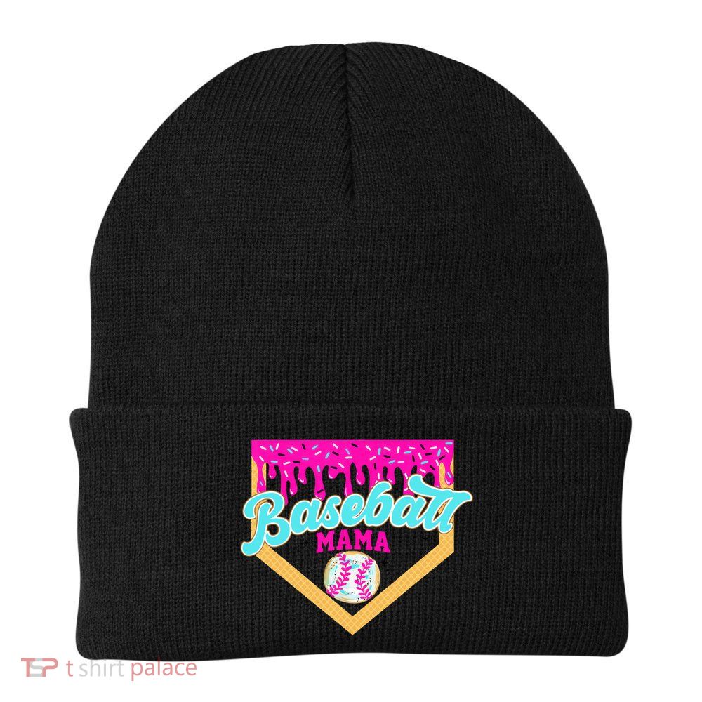 Baseball Mama Ice Cream Drip Funny Baseball Mother's Day  Beanie