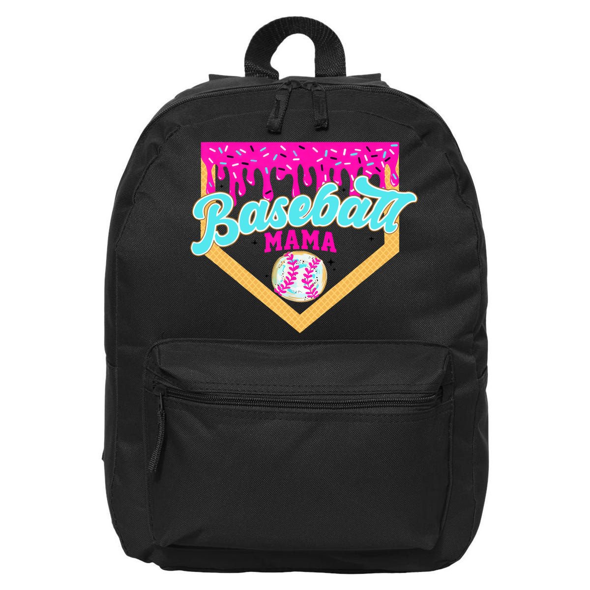 Baseball Mama Ice Cream Drip Funny Baseball Mother's Day  16 in Basic Backpack
