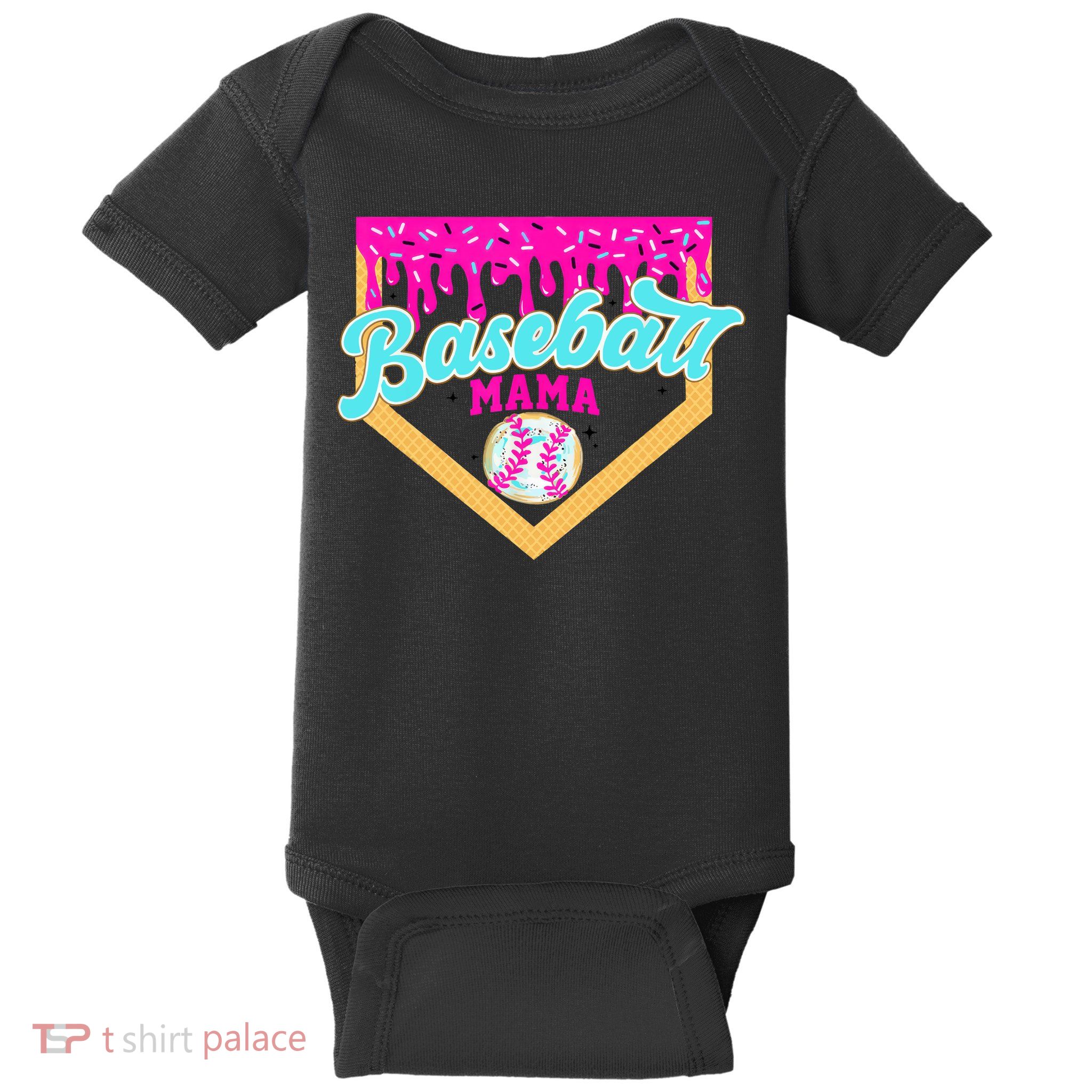 Baseball Mama Ice Cream Drip Funny Baseball Mother's Day  Baby Bodysuit