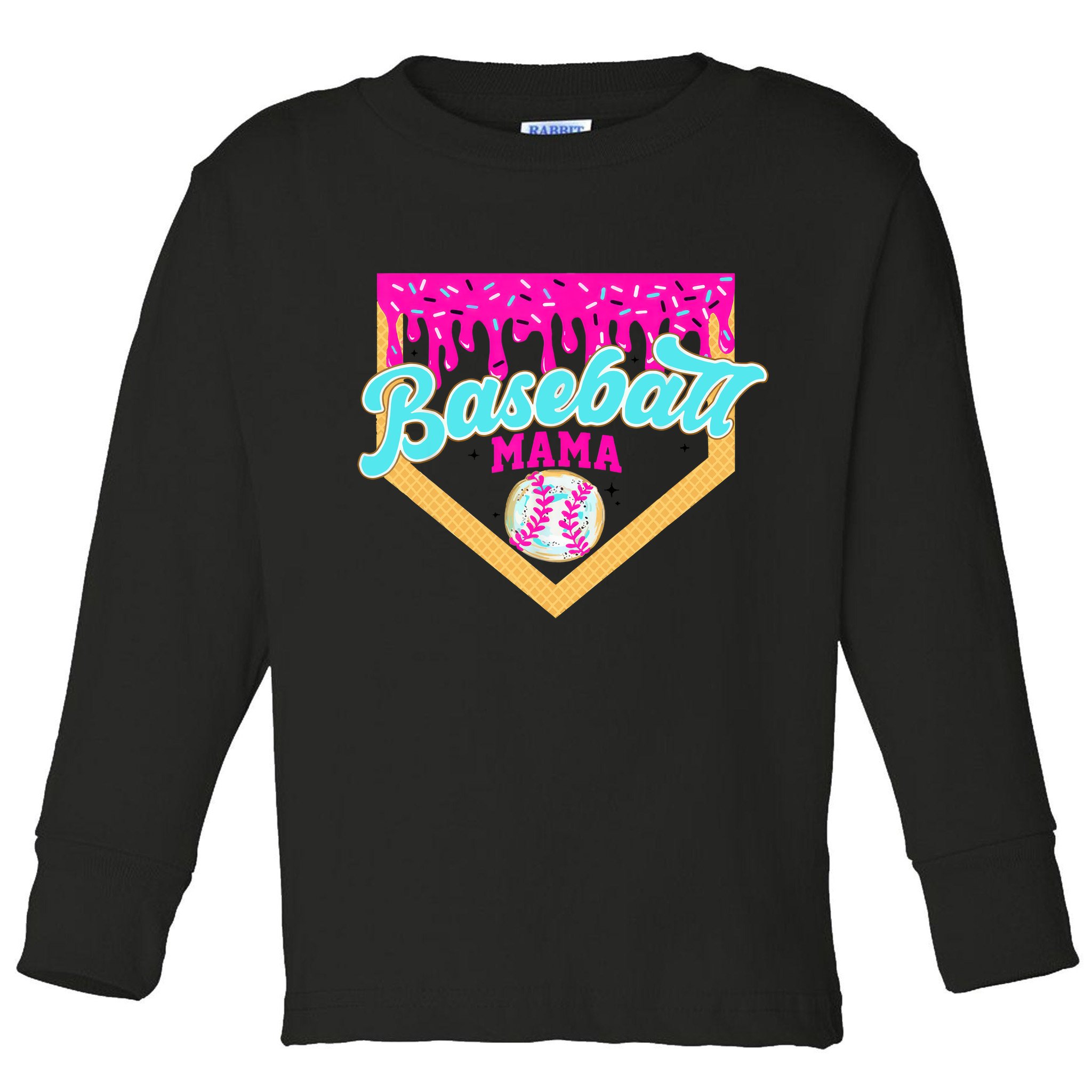 Baseball Mama Ice Cream Drip Funny Baseball Mother's Day  Toddler Long Sleeve Shirt