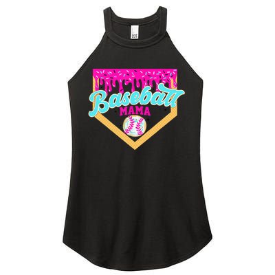 Baseball Mama Ice Cream Drip Funny Baseball Mother's Day  Women's Perfect Tri Rocker Tank