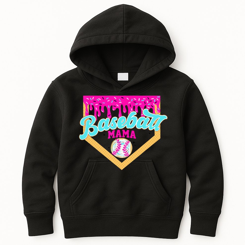 Baseball Mama Ice Cream Drip Funny Baseball Mother's Day  Kids Hoodie