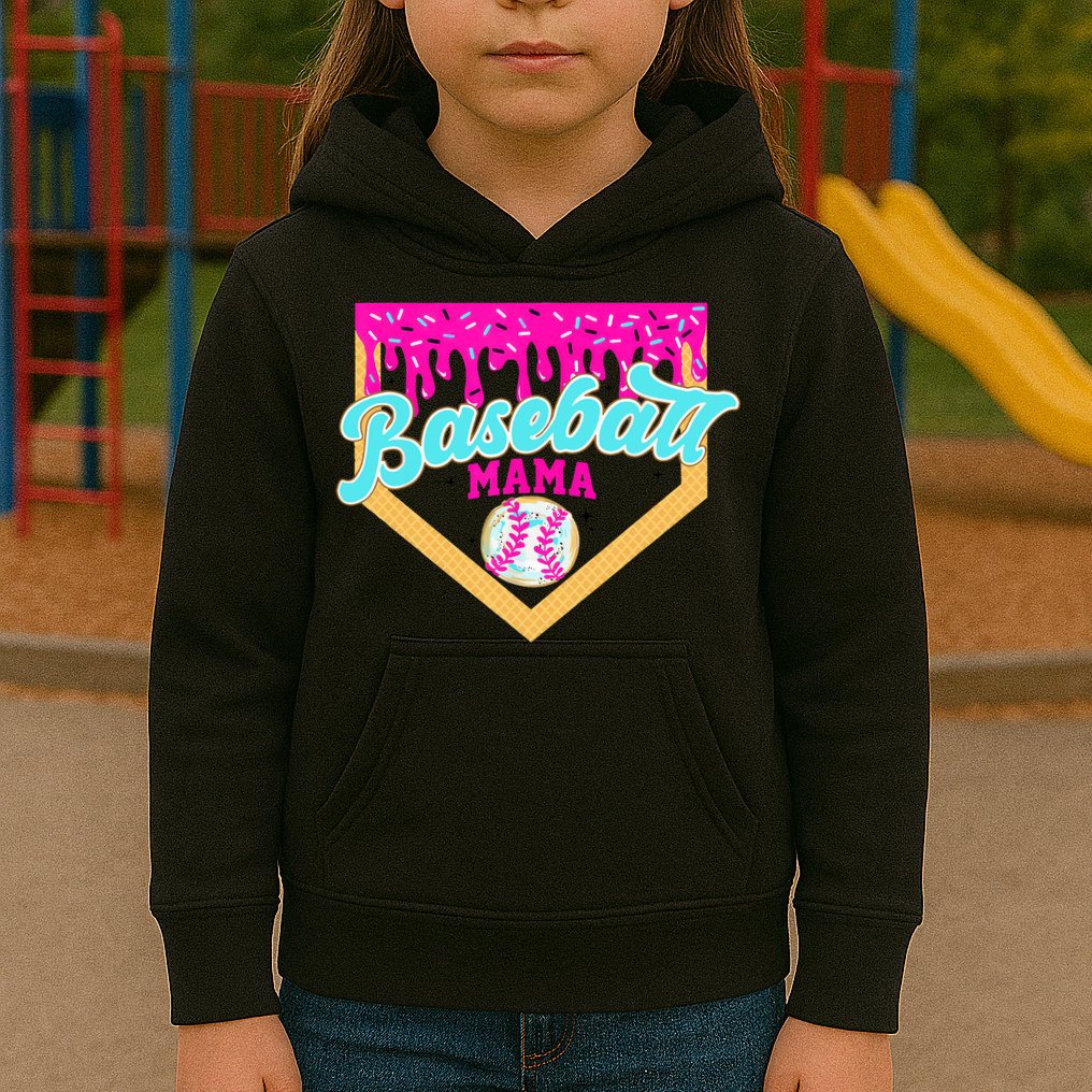 Baseball Mama Ice Cream Drip Funny Baseball Mother's Day  Kids Hoodie