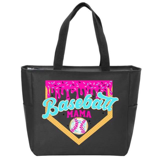 Baseball Mama Ice Cream Drip Funny Baseball Mother's Day  Zip Tote Bag