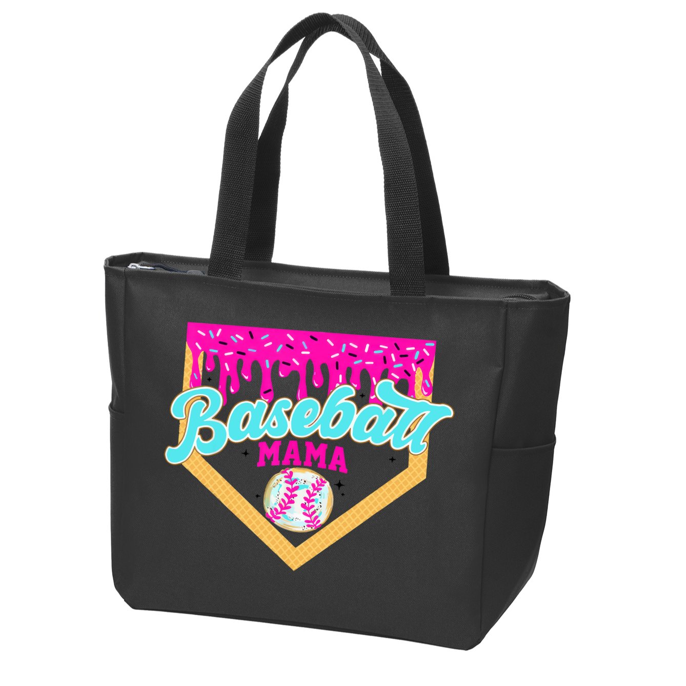 Baseball Mama Ice Cream Drip Funny Baseball Mother's Day  Zip Tote Bag