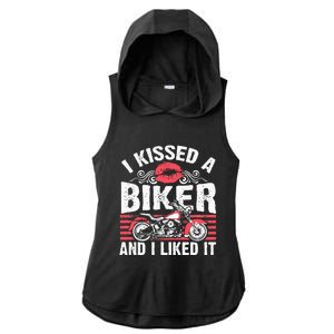 Bikers Motorcycling I Kissed A Biker And I Liked It Ladies PosiCharge Tri-Blend Wicking Draft Hoodie Tank