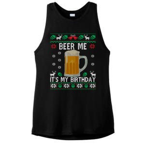 Beer Me It's My Birthday Party December Bfunny Giftday Ugly Christmas Gift Ladies PosiCharge Tri-Blend Wicking Tank