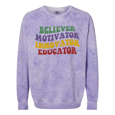 Believer Motivator Innovator Educator Colorblast Crewneck Sweatshirt