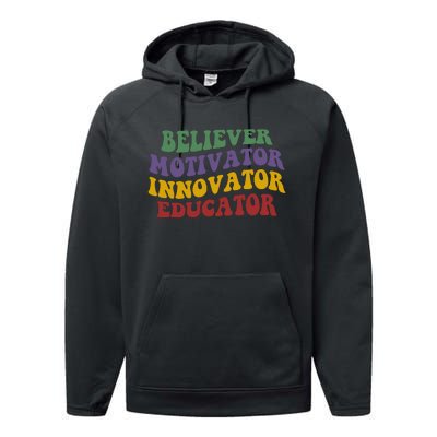 Believer Motivator Innovator Educator Performance Fleece Hoodie