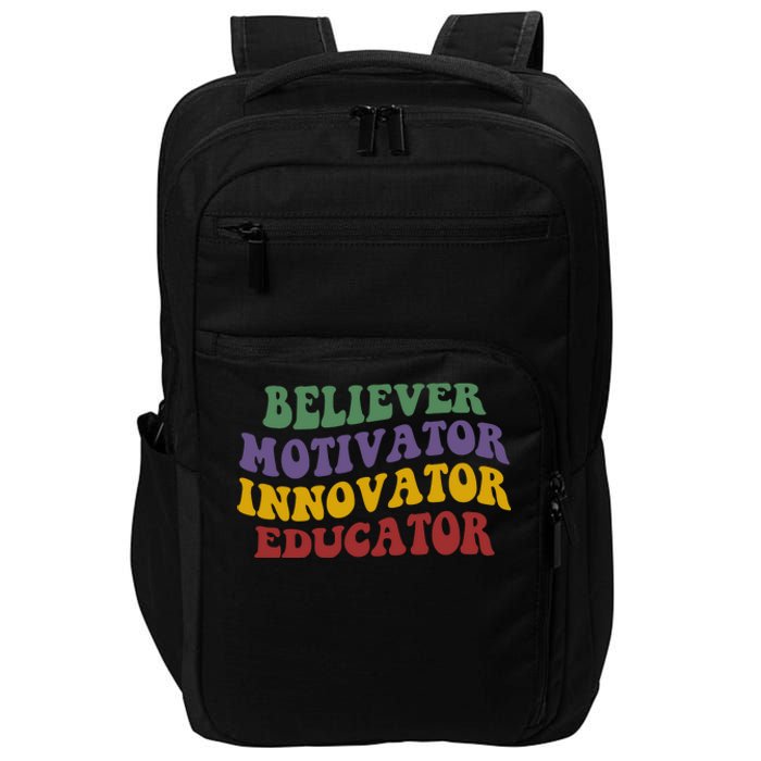 Believer Motivator Innovator Educator Impact Tech Backpack