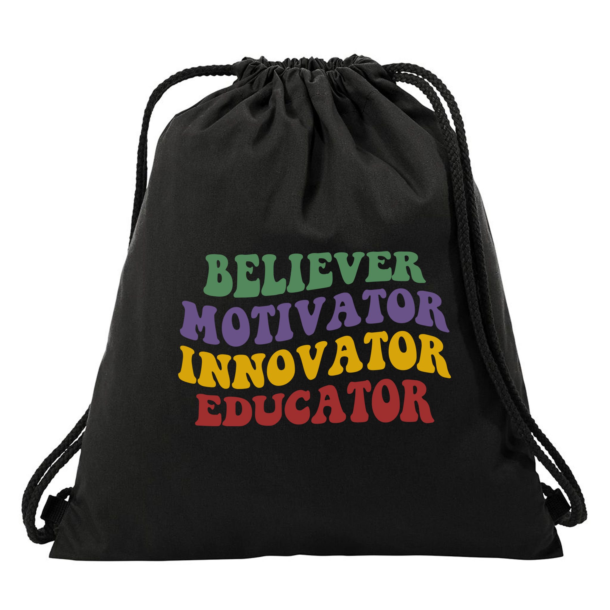 Believer Motivator Innovator Educator Drawstring Bag