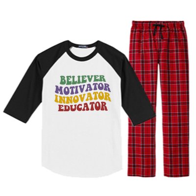 Believer Motivator Innovator Educator Raglan Sleeve Pajama Set