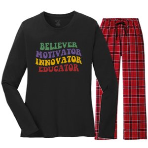 Believer Motivator Innovator Educator Women's Long Sleeve Flannel Pajama Set 