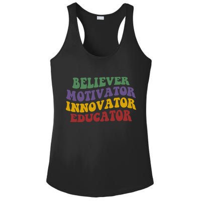Believer Motivator Innovator Educator Ladies PosiCharge Competitor Racerback Tank