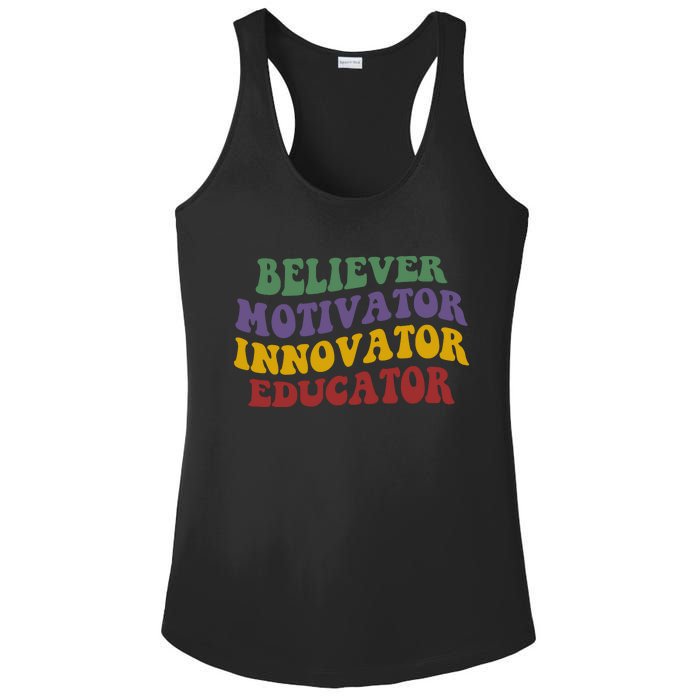 Believer Motivator Innovator Educator Ladies PosiCharge Competitor Racerback Tank