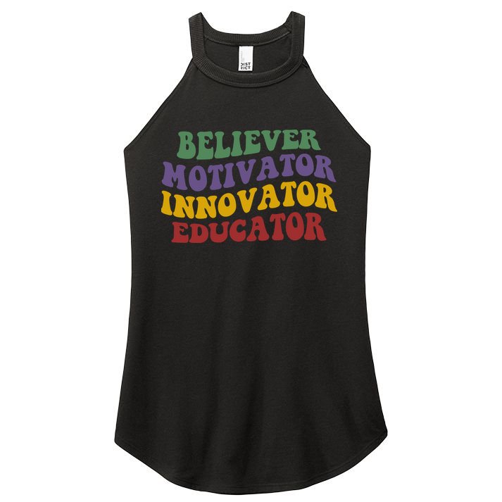 Believer Motivator Innovator Educator Women's Perfect Tri Rocker Tank