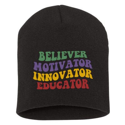 Believer Motivator Innovator Educator Short Acrylic Beanie