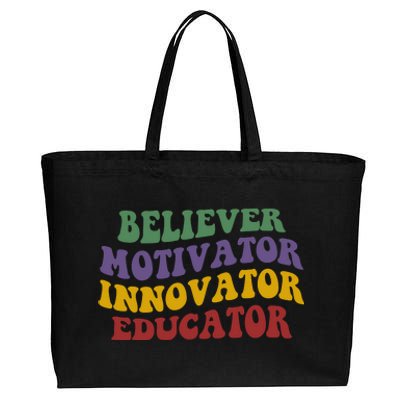 Believer Motivator Innovator Educator Cotton Canvas Jumbo Tote