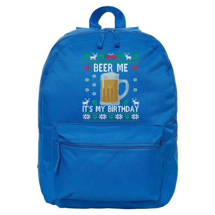 Beer Me Its My Birthday Party December BDay Ugly Christmas Gift 16 in Basic Backpack