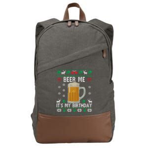 Beer Me Its My Birthday Party December BDay Ugly Christmas Gift Cotton Canvas Backpack