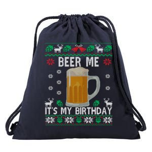 Beer Me Its My Birthday Party December BDay Ugly Christmas Gift Drawstring Bag