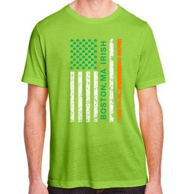 Boston Massachusetts Irish American Patriotic Us Flag Gift Adult ChromaSoft Performance T-Shirt