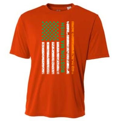 Boston Massachusetts Irish American Patriotic Us Flag Gift Cooling Performance Crew T-Shirt