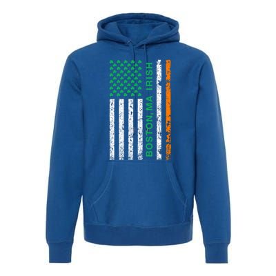 Boston Massachusetts Irish American Patriotic Us Flag Gift Premium Hoodie