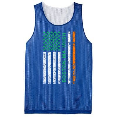 Boston Massachusetts Irish American Patriotic Us Flag Gift Mesh Reversible Basketball Jersey Tank