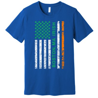 Boston Massachusetts Irish American Patriotic Us Flag Gift Premium T-Shirt