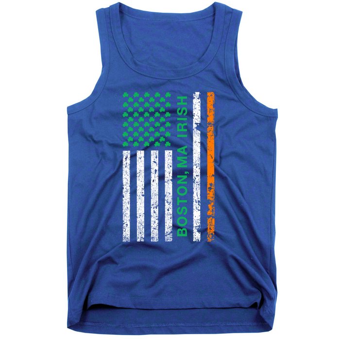 Boston Massachusetts Irish American Patriotic Us Flag Gift Tank Top