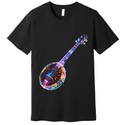 Banjo Music Instrument Motif Artwork Banjo Premium T-Shirt