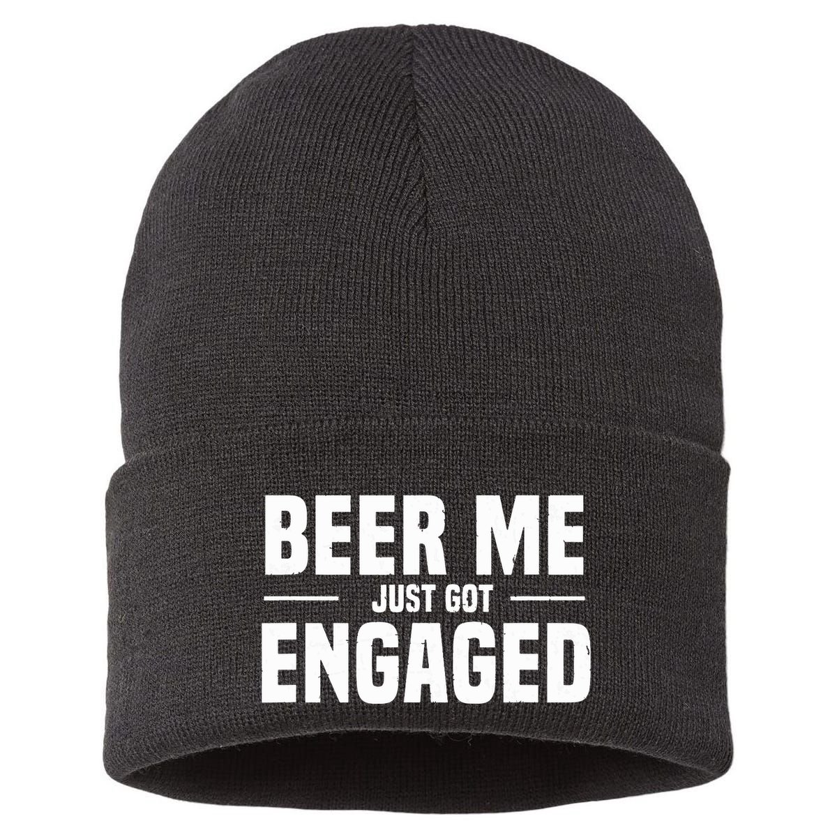 Beer Me I Just Got Engaged Funny Engagement Gift Sustainable Knit Beanie