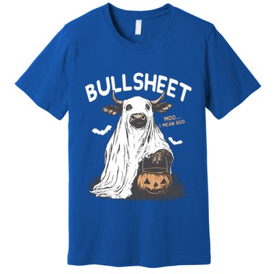 Bullshit Moo I Mean Boo Ghost Cow Pumpkin Country Halloween Gift Premium T-Shirt