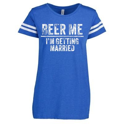 Beer Me Im Getting Married Groom Groomsmen Funny Bachelor Enza Ladies Jersey Football T-Shirt