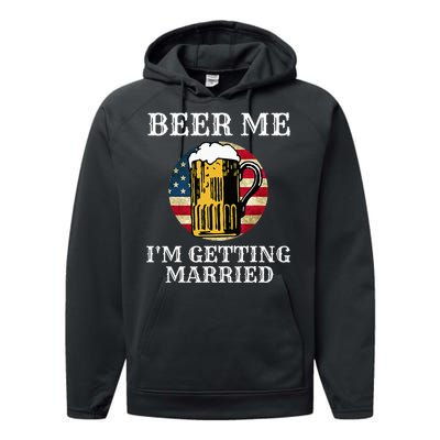 Beer Me I'm Getting Married Groom Grooms USA Performance Fleece Hoodie