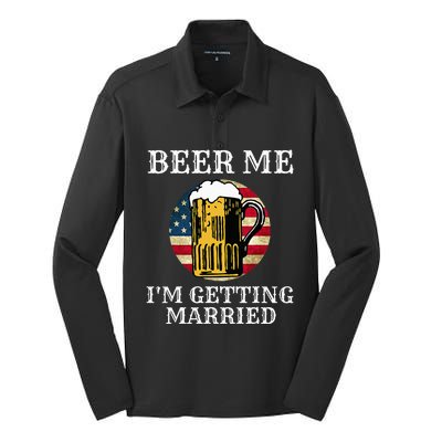 Beer Me I'm Getting Married Groom Grooms USA Silk Touch Performance Long Sleeve Polo