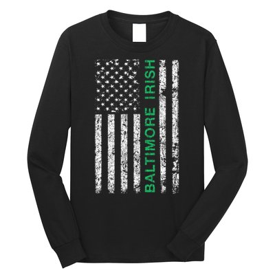 Baltimore Maryland Irish American Ireland US Flag Long Sleeve Shirt