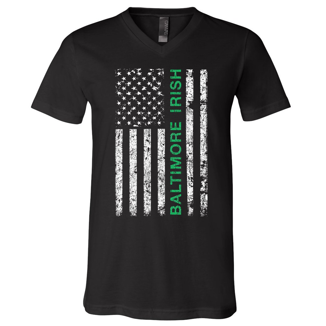 Baltimore Maryland Irish American Ireland US Flag V-Neck T-Shirt