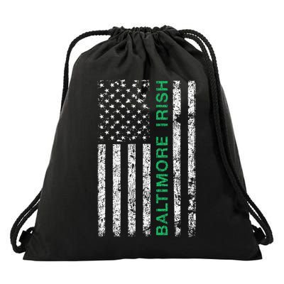 Baltimore Maryland Irish American Ireland US Flag Drawstring Bag