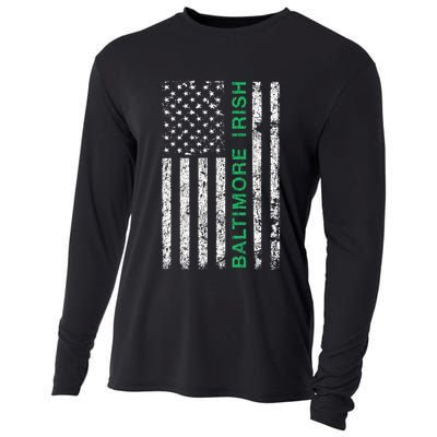 Baltimore Maryland Irish American Ireland US Flag Cooling Performance Long Sleeve Crew